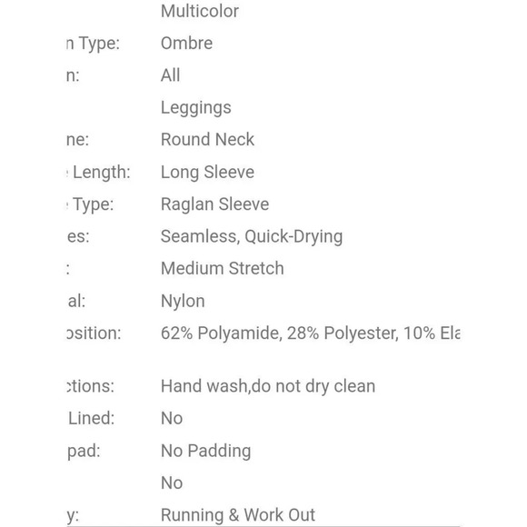 Seamless Quick-Drying Ombre Thumb Hole Sleeves Sports Set Medium super s… - Picture 5 of 6